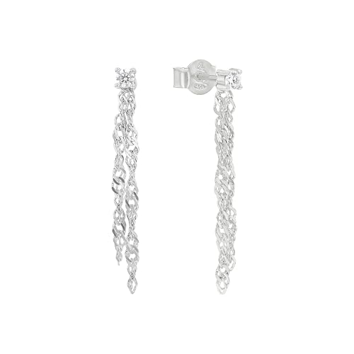 Amor Ohrhänger 925 Sterling Silber Damen Ohrschmuck, mit Zirkonia synth., 3,3 cm, Weiß, Kommt in Schmuck Geschenk Box, 9164387 von Amor