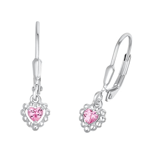 Amor Ohrhänger 925 Sterling Silber Mädchen Kinder Ohrschmuck, mit Zirkonia synth., 2,2 cm, Silber, Herz, Kommt in Schmuck Geschenk Box, von Amor