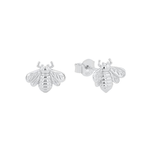 Amor Ohrstecker 925 Sterling Silber Damen Ohrschmuck, 1 cm, Silber, Biene, Kommt in Schmuck Geschenk Box, 2036030 von Amor