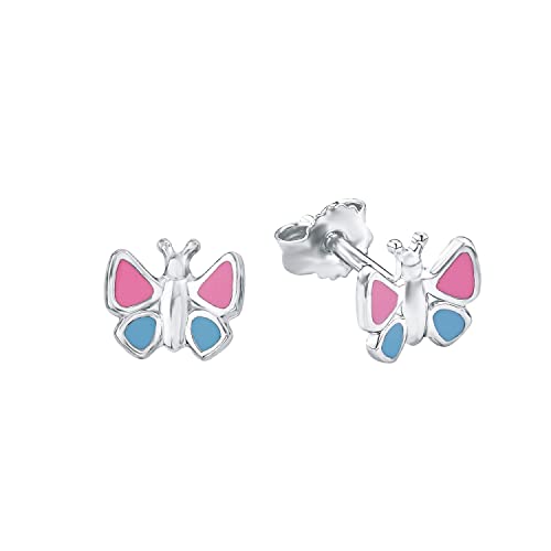 Amor Ohrstecker 925 Sterling Silber Mädchen Kinder Ohrschmuck, 0,7 cm, Silber, Schmetterling, Kommt in Schmuck Geschenk Box, 9211173 von Amor