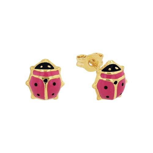Amor Ohrstecker Mädchen Kinder Ohrschmuck, 0,7 cm, Pink, Marienkäfer, Kommt in Schmuck Geschenk Box, 2013611 von Amor