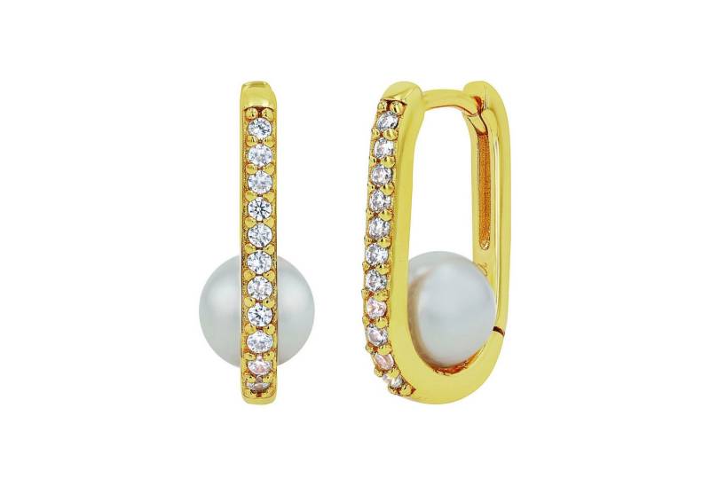 Amor Paar Creolen, mit Zirkonia (synth) und Muschelkernperle von Amor