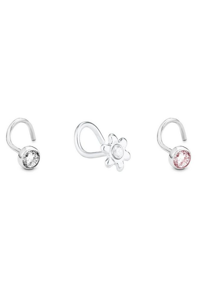 Amor Piercing-Set Blume, 2033012 (Set, 3-tlg), Made in Germany - mit Zirkonia (synth) von Amor