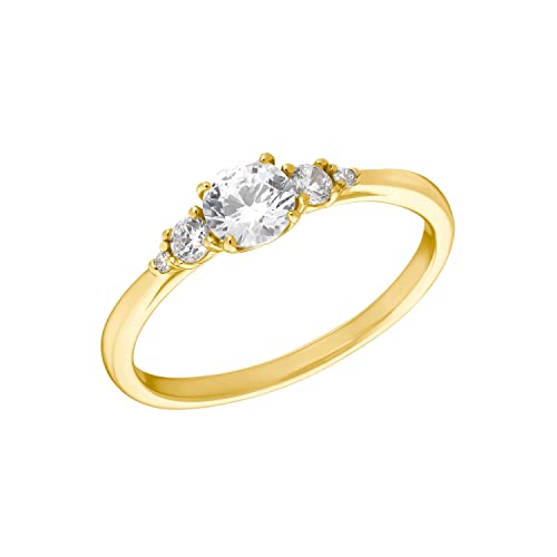 Amor Ring 925 Sterling Silber Damen Ringe, mit Zirkonia synth., Gold, Kommt in Schmuck Geschenk Box, 2035669 von Amor