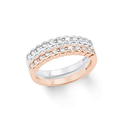 Amor Ring 925 Sterling Silber Damen Ringe, mit Zirkonia synth., Bicolor, Kommt in Schmuck Geschenk Box, 2024082 von Amor