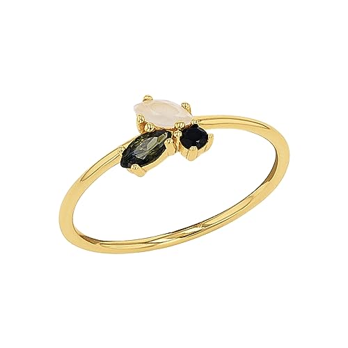 Amor Ring 925 Sterling Silber Damen Ringe, mit Zirkonia synth., Glas, Gold, Kommt in Schmuck Geschenk Box, 2037257 von Amor