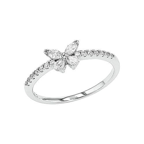 Amor Ring 925 Sterling Silber Damen Ringe, mit Zirkonia synth., Weiß, Kommt in Schmuck Geschenk Box, 2037267 von Amor