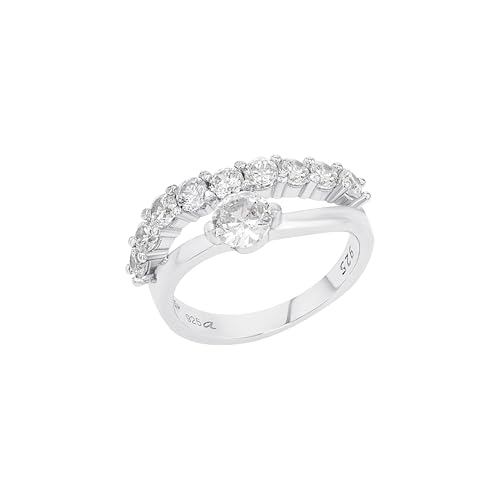 Amor Ring 925 Sterling Silber Damen Ringe, mit Zirkonia synth., Weiß, Kommt in Schmuck Geschenk Box, 9218066 von Amor