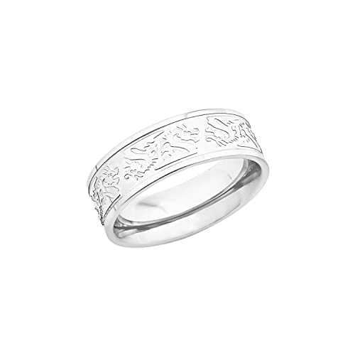 Amor Ring Edelstahl Herren Ringe, Silber, Drachen, Kommt in Schmuck Geschenk Box, 9834389 von Amor