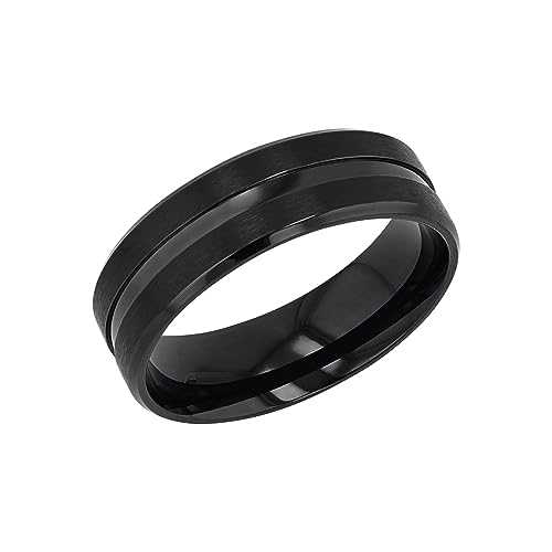 Amor Ring Edelstahl Ringe, Schwarz, Kommt in Schmuck Geschenk Box, 2037292 von Amor