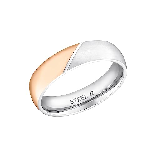 Amor Ring Edelstahl Unisex Damen Herren Ringe, Bicolor, Kommt in Schmuck Geschenk Box, 9621965 von Amor