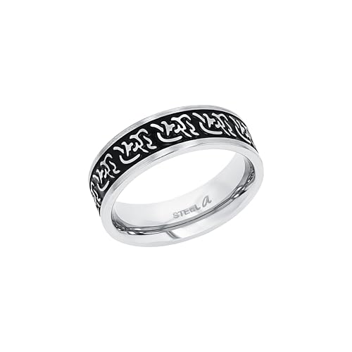 Amor Ring Edelstahl Unisex Damen Herren Ringe, Schwarz, Kommt in Schmuck Geschenk Box, 9156283 von Amor