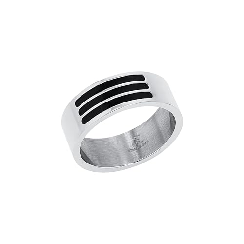 Amor Ring Edelstahl Unisex Damen Herren Ringe, Schwarz, Kommt in Schmuck Geschenk Box, 9675371 von Amor