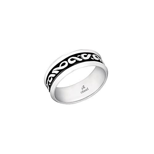 Amor Ring Edelstahl Unisex Damen Herren Ringe, Silber, Kommt in Schmuck Geschenk Box, 9240746 von Amor