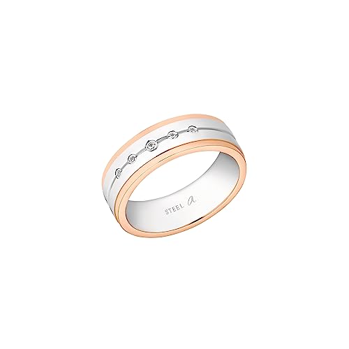 Amor Ring Edelstahl Unisex Damen Herren Ringe, mit Zirkonia synth., Bicolor, Kommt in Schmuck Geschenk Box, 9148066 von Amor