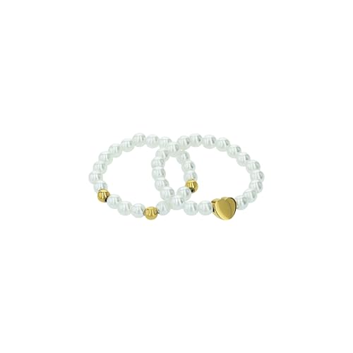 Amor Ringe aus Edelstahl für Damen, Ring-Set, mit Glasperle, Weiß, Herz, Geschenkidee für Frau und Freundin, Kommt in Schmuck Geschenk Box, 2040014 Amor Ringe aus Edelstahl für Damen, Ring-Set, mit Glasperle, Weiß, Herz, Geschenkidee für Frau und Freundin, Kommt in Schmuck Geschenk Box, 2040014 von Amor