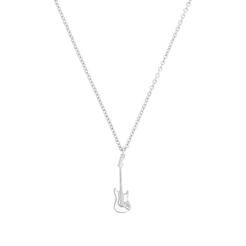 Amor Scorpions by Kette mit Anhänger 925 Sterling Silber Unisex Damen Herren Halsschmuck, 45+5 cm, Silber, Gitarre, Kommt in Schmuck Geschenk Box, 2040530 von Amor
