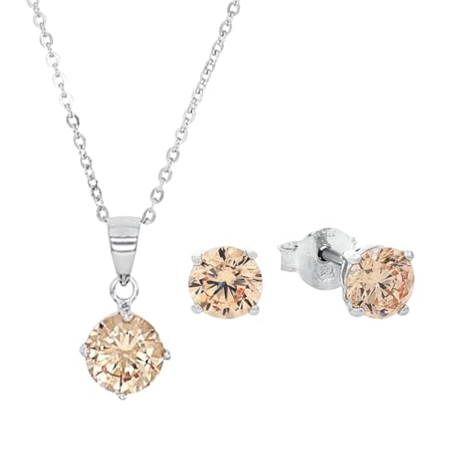 Amor Set 925 Sterling Silber Damen Multisets, mit Zirkonia synth., 42/0,5 cm, Roséfarben, Kommt in Schmuck Geschenk Box, 9965199 von Amor