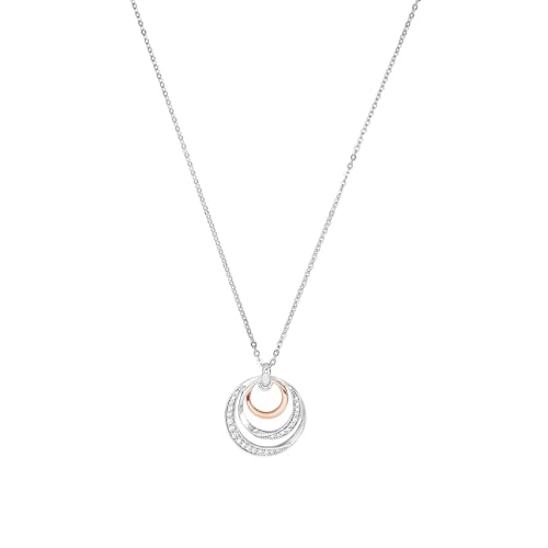 Amor Kette mit Anhänger 925 Sterling Silber Damen Halsschmuck, mit Zirkonia synth., 45 cm, Bicolor, Kommt in Schmuck Geschenk Box, 9596171 von Amor