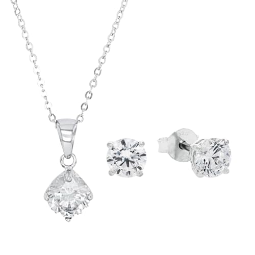 Amor Set 925 Sterling Silber Damen Multisets, mit Zirkonia synth., 42 cm, Silber, Kommt in Schmuck Geschenk Box, 9964963 von Amor