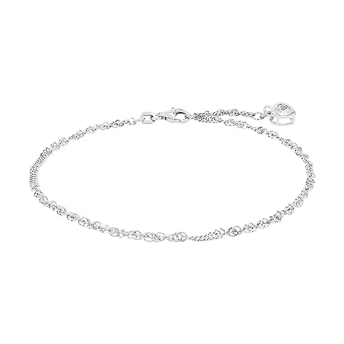 Amor Fußkette 925 Sterling Silber Damen Sommerschmuck, mit Zirkonia synth., 25 cm, Silber, Herz, Kommt in Schmuck Geschenk Box, 2017448 von Amor