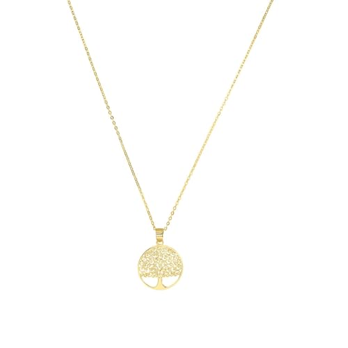 Amor Kette mit Anhänger Damen Halsschmuck, 45 cm, Gold, Lebensbaum, Kommt in Schmuck Geschenk Box, 2014212 von Amor