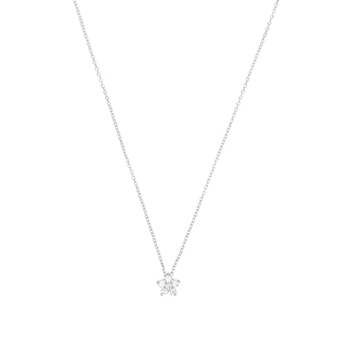 Amor Kette mit Anhänger für Damen aus 925er Sterling Silber mit Zirkonia Stern, Zirkonia synth., 42+3 cm, Silber, Kommt in Schmuck Geschenk Box, 9070008 von Amor