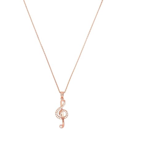 Amor Kette mit Anhänger 925 Sterling Silber Damen Halsschmuck, mit Zirkonia synth., 45 cm, Roséfarben, Notenschlüssel, Kommt in Schmuck Geschenk Box, 2022087 von Amor