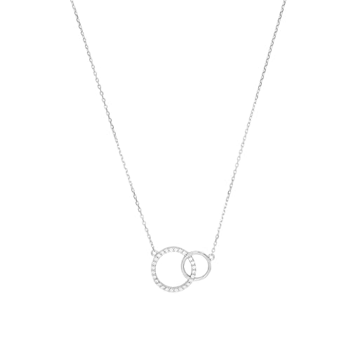 Amor Kette mit Anhänger 925 Sterling Silber Damen Halsschmuck, mit Zirkonia synth., 42+3 cm, Silber, Kommt in Schmuck Geschenk Box, 2026029 von Amor