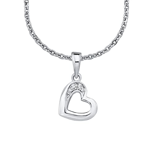 Amor Kette mit Anhänger 925 Sterling Silber Mädchen Kinder Halsschmuck, mit Zirkonia synth, 35+3 cm, Silber, Herz, Kommt in Schmuck Geschenk Box, 9293674 von Amor