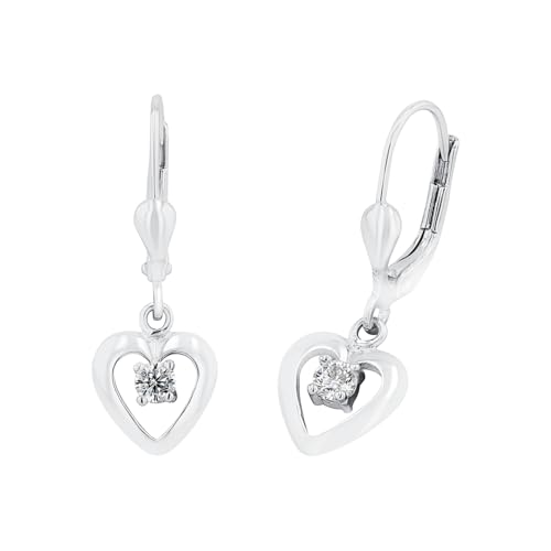 Amor Ohrhänger 925 Sterling Silber Mädchen Kinder Ohrschmuck, mit Zirkonia synth., 2,5 cm, Silber, Herz, Kommt in Schmuck Geschenk Box, 9060030 von Amor