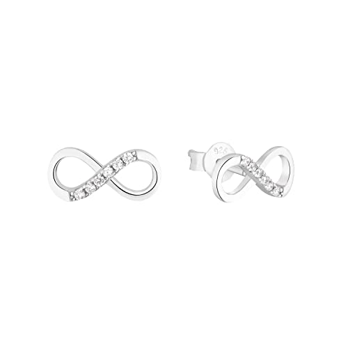 Amor Ohrstecker 925 Sterling Silber Damen Ohrschmuck, mit Zirkonia synth., 0,6 cm, Silber, Infinity, Kommt in Schmuck Geschenk Box, 9123926 von Amor