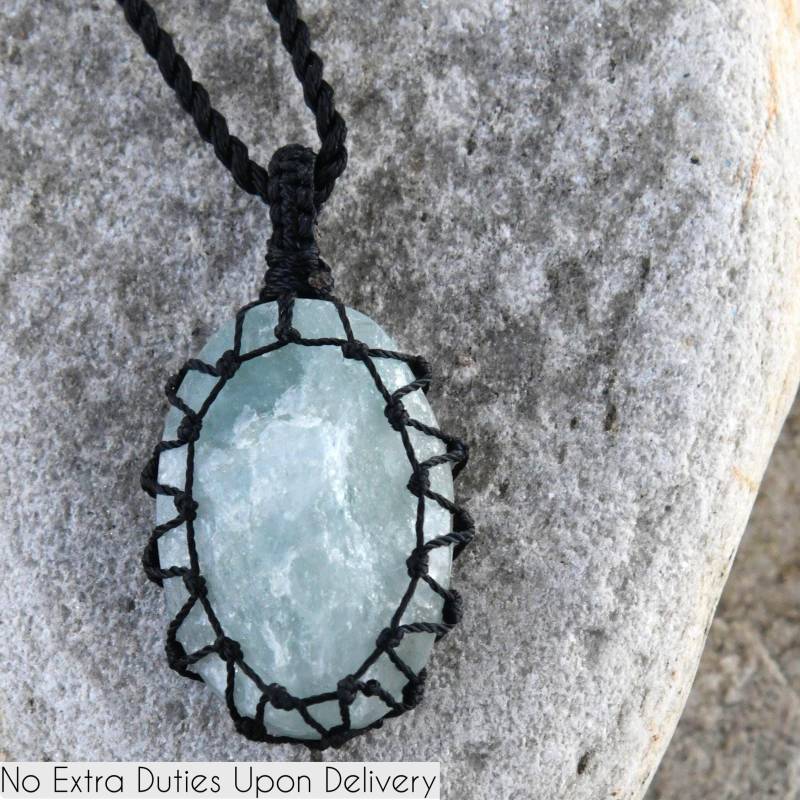 Natürlicher Aquamarin Anhänger Halskette, Männer // Frauen Rohstein Heilstein Schmuck, März Geburtsstein, Entspannung Geschenk von AmorArt