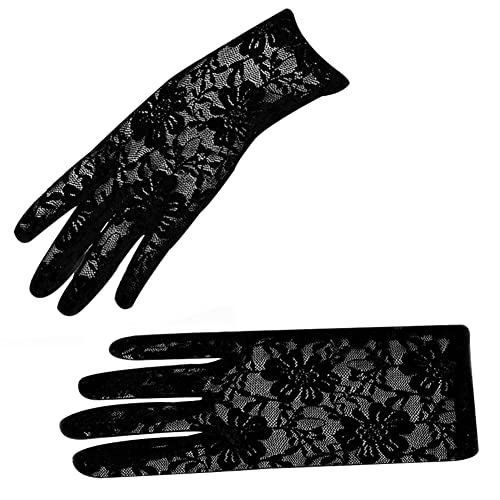 Amorar Braut Handschuhe Armstulpen, Paar Brauthandschuhe Spitzenhandschuhe Damen Sommer UV Sonnenschutz Handschuhe Sunproof Handschuhe für Hochzeit Party Abend Handschuhe,schwarz von Amorar