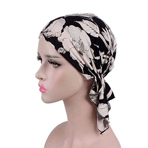 Amorar Chemotherapie Deckel, Damen Baumwolle Chemo Schal Hut Turban Bandana Kopf Schals Pre-Tied Haarausfall Kopftuch Elastische Kopfbedeckungen Headscarf für Krebs von Amorar