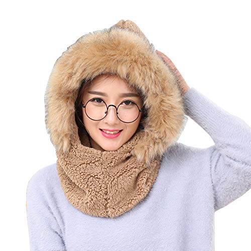 Amorar Wintermütze Beanie mit Schal Kapuzenschal 2 in1 Strickmütze mit Fleecefutter Nackenwärmer Unisex Winddichte Sturmhaube Geschenkswahl Warm Balaclava Beanie für Männer Frauen Sport Outdoor von Amorar