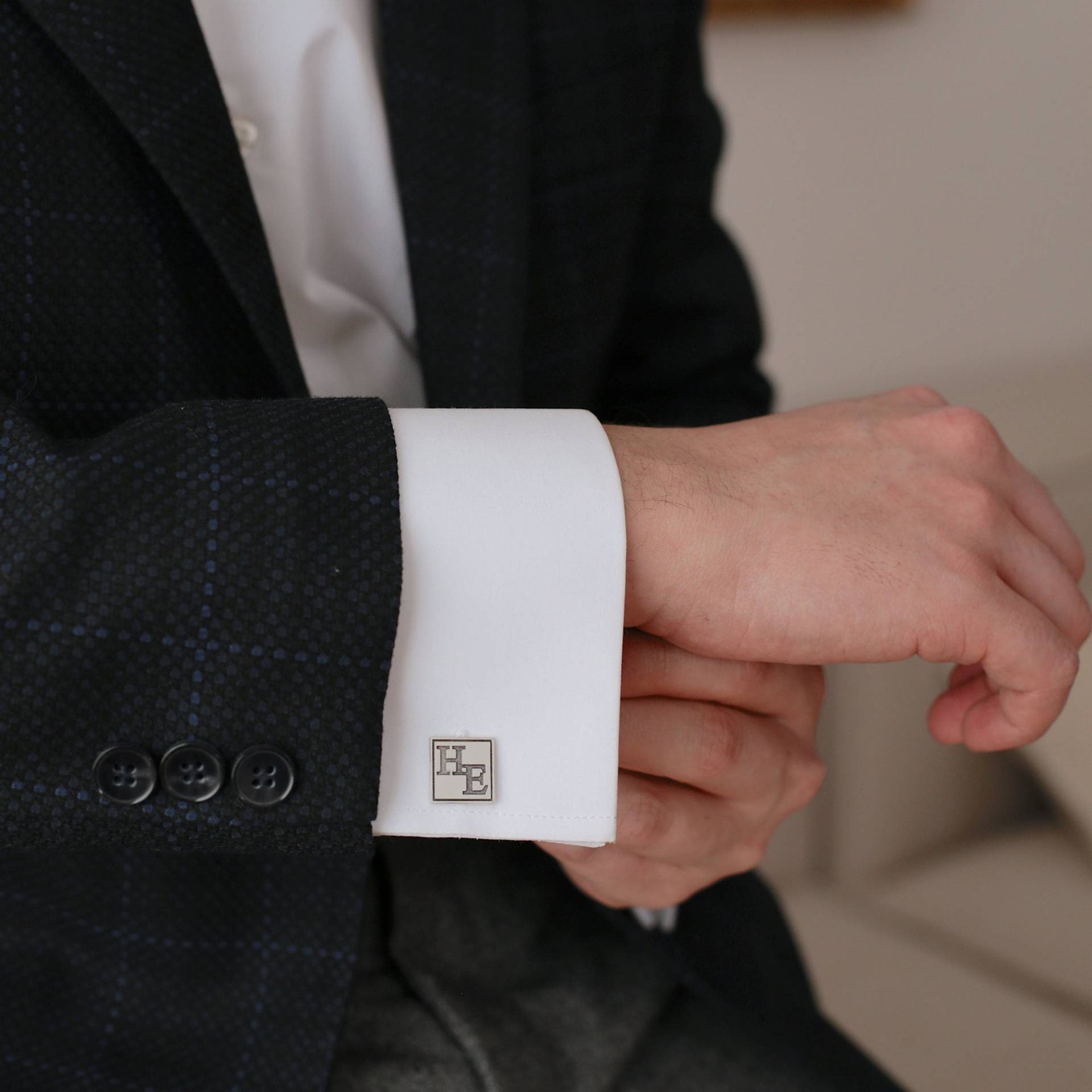 Personalisierte Sterling Silber Erste Manschettenknöpfe Trauzeugen Geschenk von AmoreJewelryStore