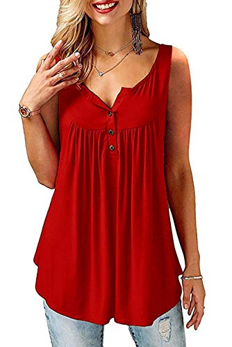 Amoretu Bluse Damen Oberteile Elegant Ärmellos Shirt Crop Tops für Frauen Sommer Rot M von Amoretu