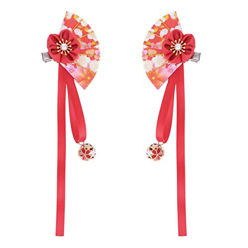 2st Kanzashi-haarpicks Haarspangen Für Frauen Kirschblüte Haarspange Haarschmuck Aus Quastenperlen Yukata-haargummi Haarnadeln Für Frauen Haarnadel Kirschblüten Fräulein von Amosfun