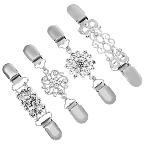 Amosfun Klassische Vintage Strickjacken Clips 4 StüCk Silberne Broschen FüR Damen Perfekt FüR Pullover Kleider Und Schals - Vielseitige VerschlüSse FüR Formelle Und Freizeitkleidung von Amosfun