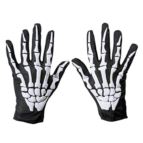 Amosfun 1 Paar Finger Skelett Handschuhe Skelett Ghost Kostüm Zubehör Halloween Cosplay Geschenk (weiß) von Amosfun