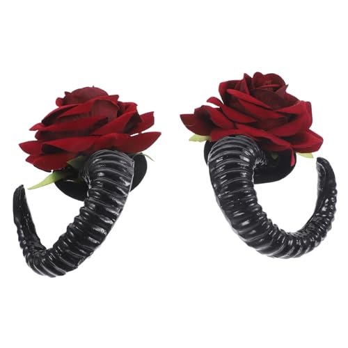 Amosfun 1 Paar Haarspangen Für Frauen Haarspange Aus Rosenhorn Haarschmuck Für Halloween-party Hörner Haarschmuck Kostüm Hörner Teufelshörner Croissant Haarnadel Requisiten Eckclip Metall von Amosfun