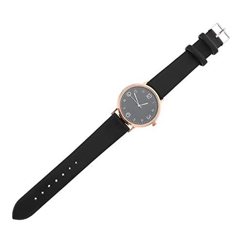 Amosfun Einfache Digitale Damenuhr Mit Lederarmband Minimalistische Armbanduhr Für Damen Für Freizeit Und Business Und Stilvoll Elegantem Schwarz von Amosfun