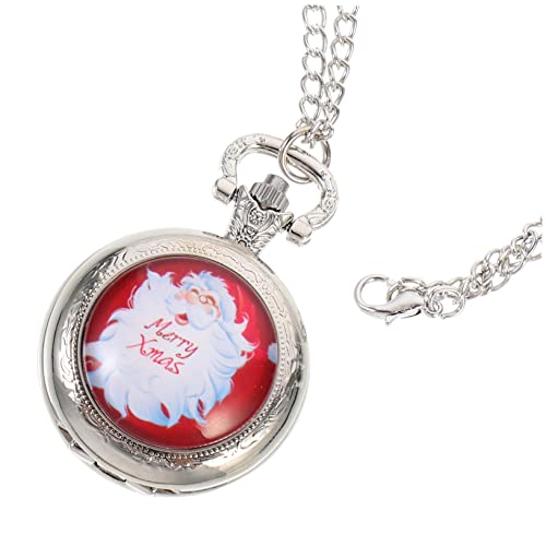 Amosfun 1 STK Taschenuhr Medaillon Halskette Silberne Halsketten Halskette Mit Anhänger Weihnachtsmann-Tasche Geschenktüten Für Weihnachten Halskette Mit Hühneranhänger Hängende Uhr Patch von Amosfun