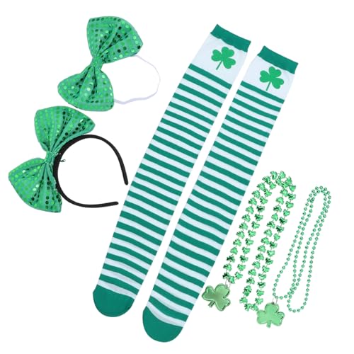 Amosfun 1 Satz Klee Socken sockenschuhe haarband St Patrick Tagesdekoration Zubehör für Partykostüme Mädchenkleidung Kopfbedeckungen für Damen Partykostüm schmücken Patricks Day Kostüm von Amosfun