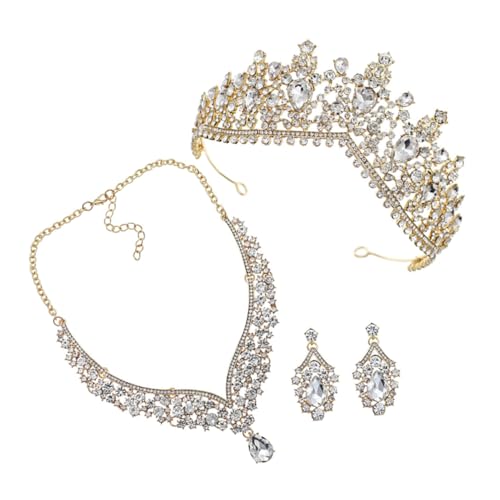 Amosfun 1 Satz schmucksets für damen damenschmucksets Perlenohrring Hochzeitsohrringe Strasskrone für Mädchen Strasskrone für Frauen Prinzessin Haarschmuck Stirnband einstellen Braut von Amosfun