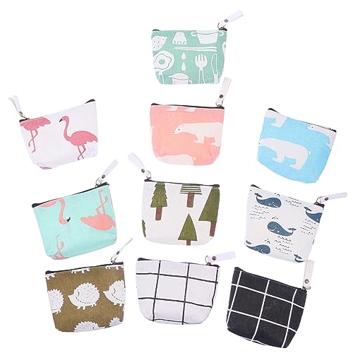 Amosfun Cartoon Geldbörse 10 Stücke Kleiner Schlüsseltasche aus Canvas für Mädchen Münzaufbewahrungstasche mit Reißverschluss für Schlüssel und Kleingeld von Amosfun