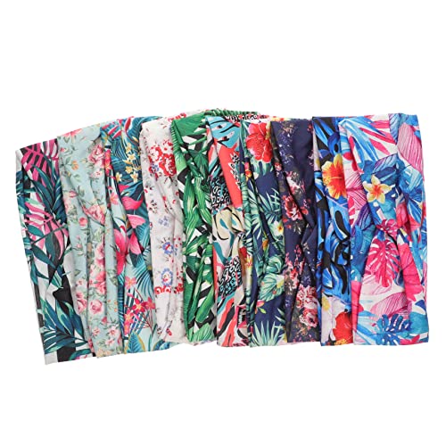 Amosfun 10st Hawaiianisches Haarband Florale Kopfwickel Mode Breites Stirnband Yoga-stirnbänder Florale Stirnbänder Make-up-stirnband Spa-stirnband Fräulein Polyester Haarschmuck Elastisch von Amosfun