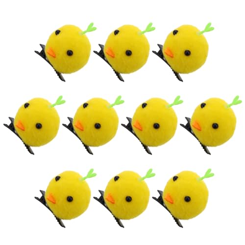 Amosfun 10 Stück Kleine Gelbe Hühner Haarspangen Plüsch Tier Haarklammern für Mädchen und Frauen Nette Haaraccessoires für Ostern Lebensechte Hühner Haarschmuck von Amosfun