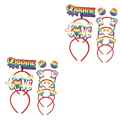 Amosfun 12 Stk Pride Month Stirnband Sommerparty-kopfbedeckung Regenbogen-kopfschmuck Festival-haarband Pride Month Gefälligkeiten Lgbt-stirnband Hochzeitsbedarf Blumenmädchen Mann Plastik von Amosfun